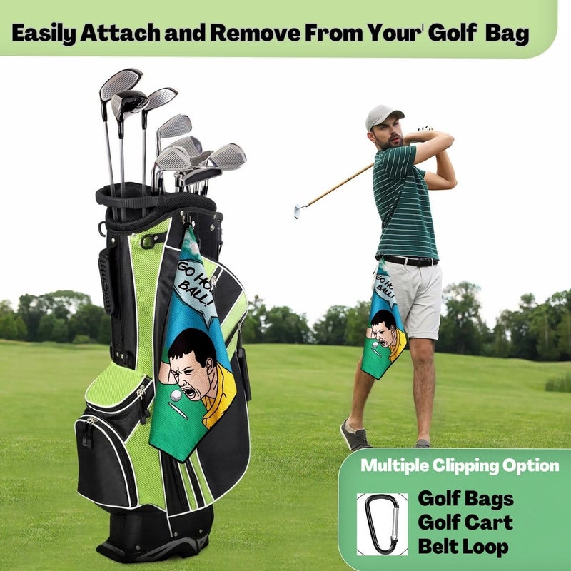 botogift Funny Golf Towel, Printed Golf Towels for Golf Bags with Clip, Golf Gift for Men Husband Boyfriend Dad, Birthday Gifts for Fan - Go Home Ball - Image 4